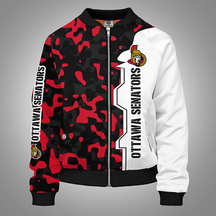 Ottawa Senators Camouflage Red Bomber Jacket For Women Men