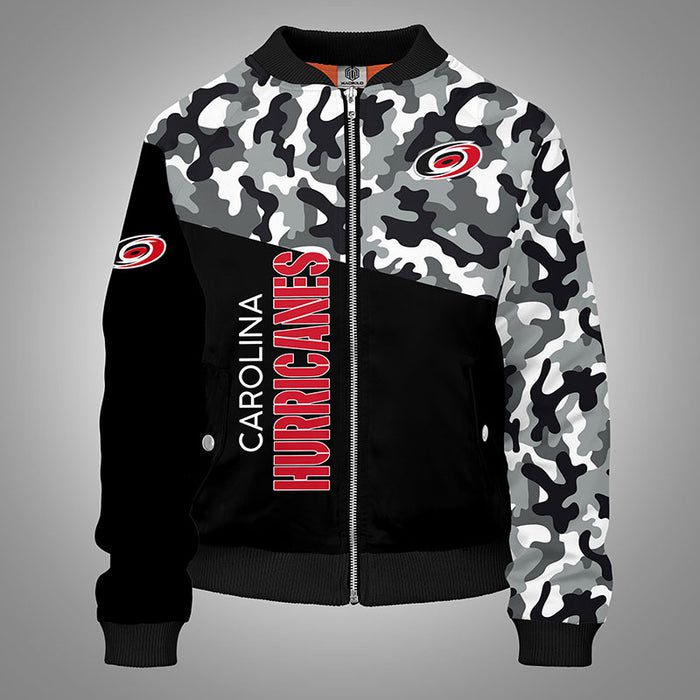 Carolina Hurricanes Camouflage Black Bomber Jacket For Women Men