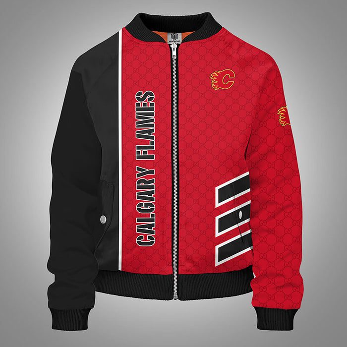 Calgary Flames Red Bomber Jacket Gucci Luxury Jacket For Women Men