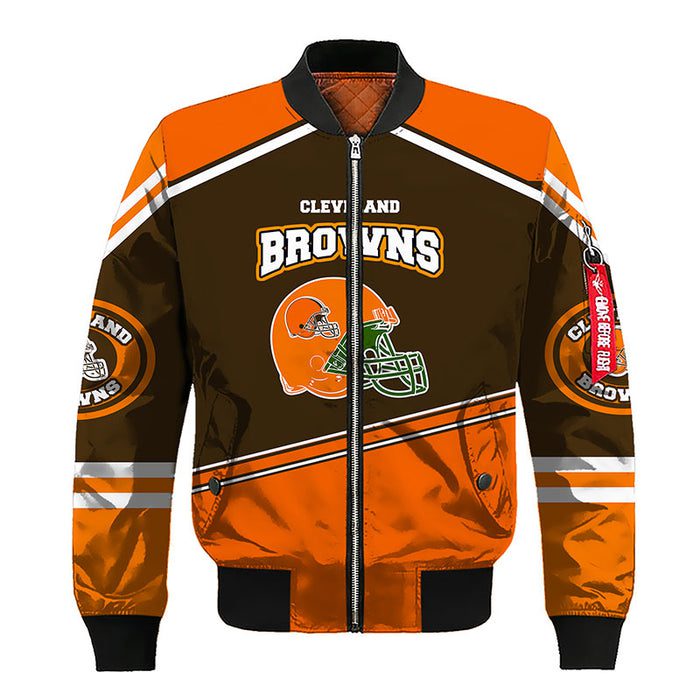 Cleveland Browns Orange Brown Unisex Bomber Jacket For Women Men
