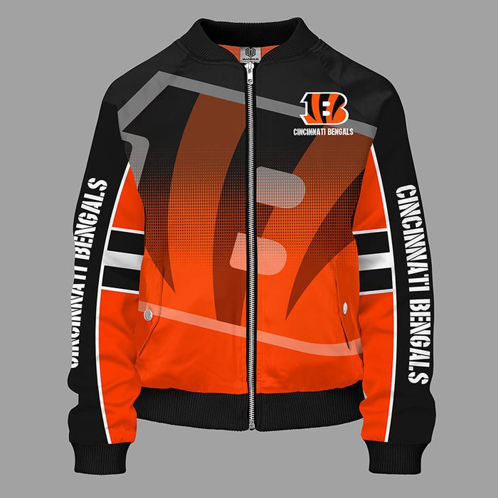 Cincinnati Bengals Orange Bomber Jacket For Women Men