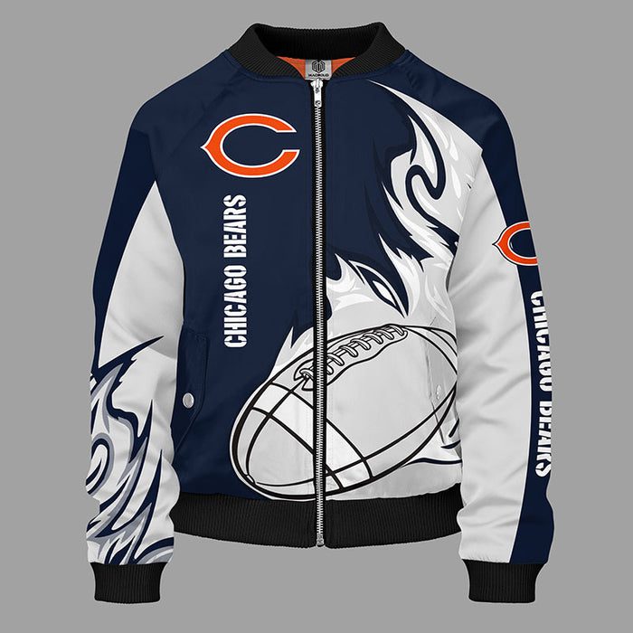 Chicago Bears Blue Bomber Jacket For Women Men