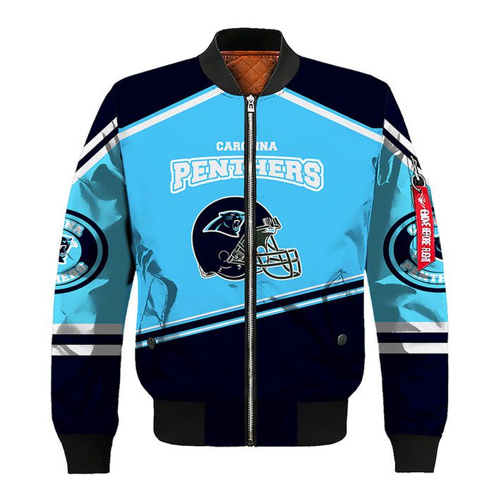 Carolina Panthers Riddell Blue Bomber Jacket For Women Men
