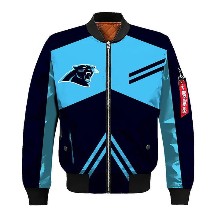 Carolina Panthers Blue Unisex Zipper Bomber Jacket For Women Men