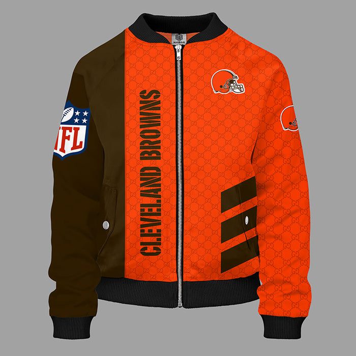 Cleveland Browns Orange Bomber Jacket Gucci Luxury Jacket For Women Men