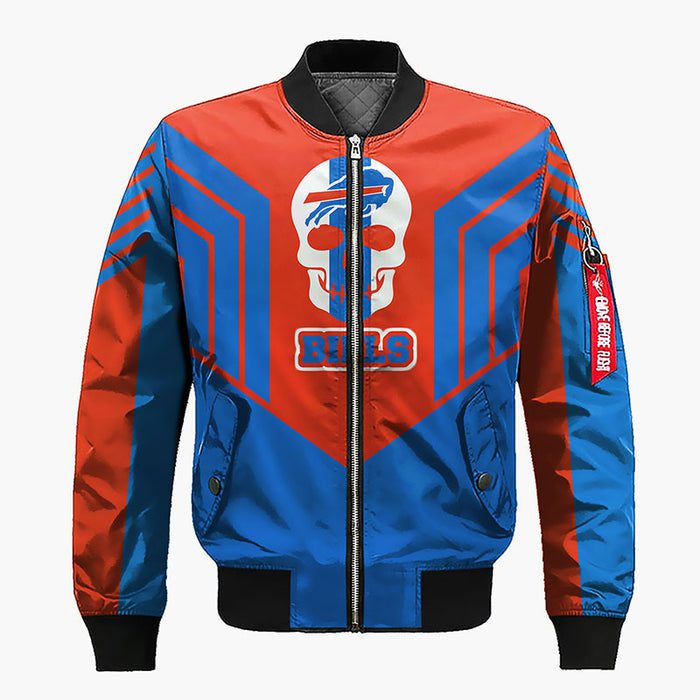 Buffalo Bills Skull Red Blue Bomber Jacket For Women Men
