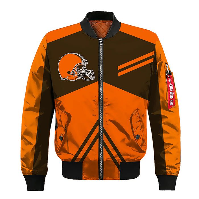 Cleveland Browns Orange Brown Bomber Jacket For Women Men