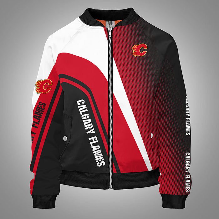 Calgary Flames Red Bomber Jacket For Women Men