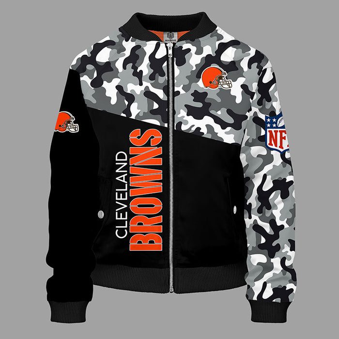 Cleveland Browns Camouflage Black Bomber Jacket For Women Men