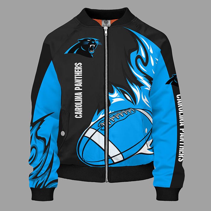 Carolina Panthers Blue Black Bomber Jacket For Women Men