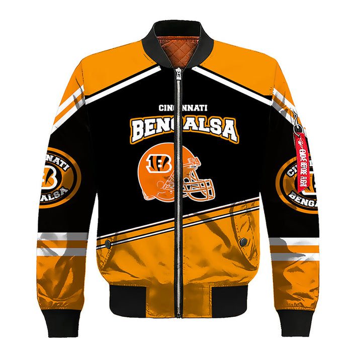 Cincinnati Bengals Orange Black Bomber Jacket For Women Men