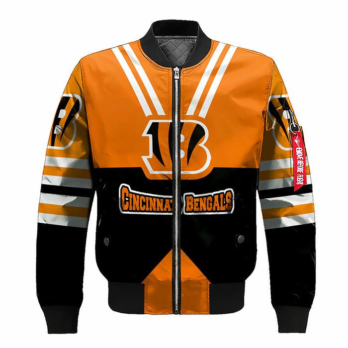 Cincinnati Bengals Orange Black Unisex Zipper Bomber Jacket For Women Men