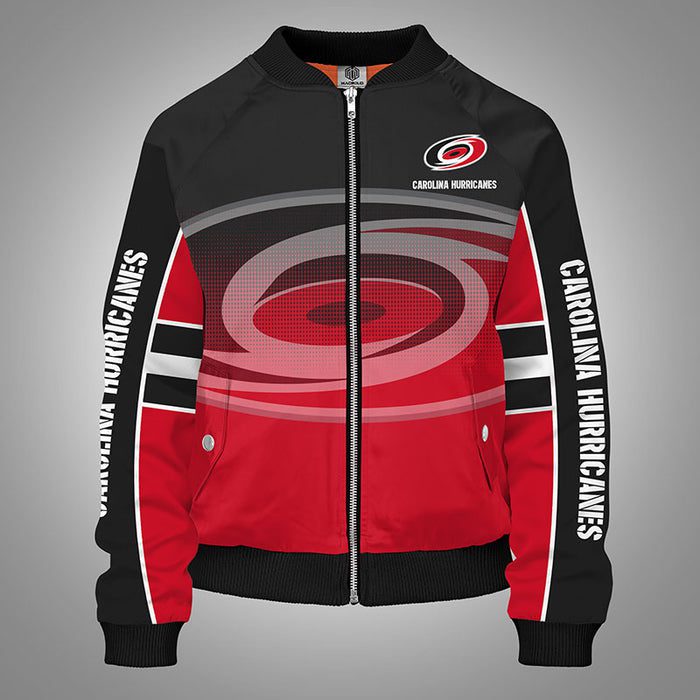 Carolina Hurricanes Red Zipper Bomber Jacket For Women Men