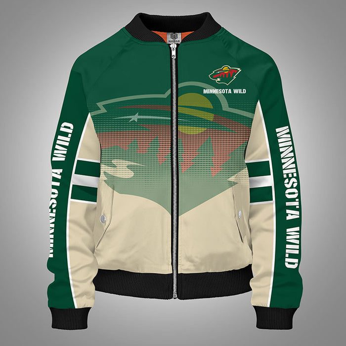 Minnesota Wild Green Unisex Zipper Bomber Jacket For Women Men