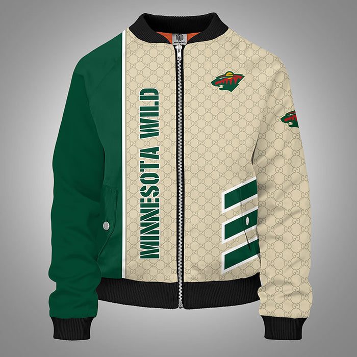 Minnesota Wild Green Bomber Jacket Gucci Luxury Jacket For Women Men