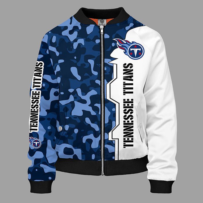 Tennessee Titans Camouflage Blue Bomber Jacket For Women Men