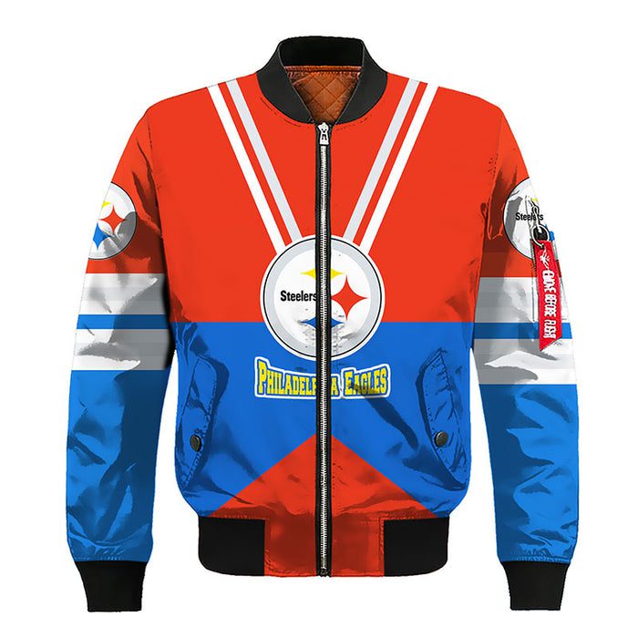 Pittsburgh Steelers Red Blue Bomber Jacket For Women Men