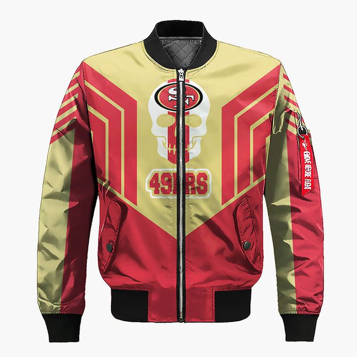 San Francisco 49Ers Red Olive Zipper Bomber Jacket For Women Men