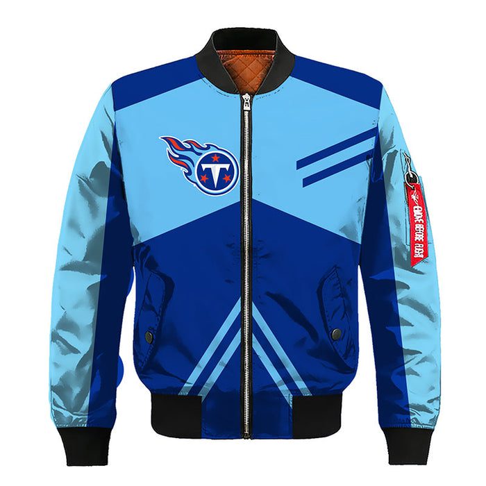 Tennessee Titans Blue White Zipper Bomber Jacket For Women Men