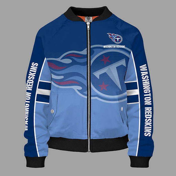 Tennessee Titans Blue Unisex Zipper Bomber Jacket For Women Men