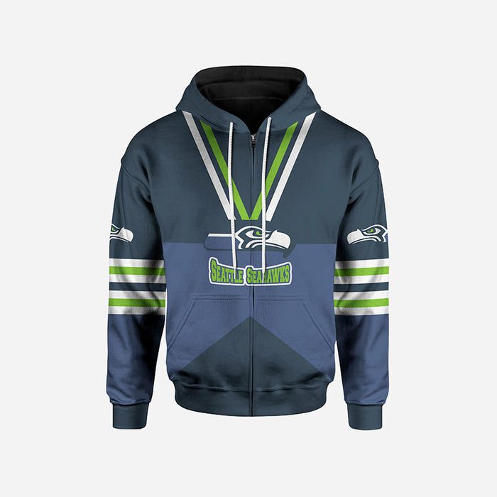 Seattle Seahawks Blue Unisex Zipper Bomber Jacket For Women Men