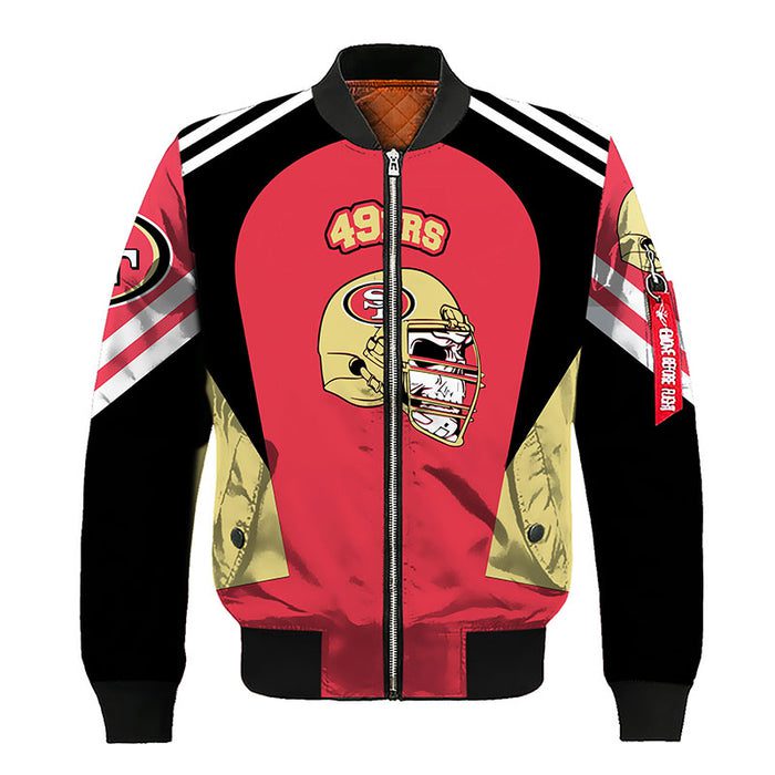 San Francisco 49Ers Skull Red Bomber Jacket For Women Men