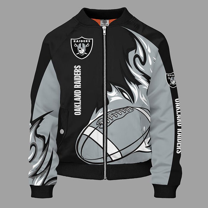 Oakland Raiders Black Bomber Jacket For Women Men