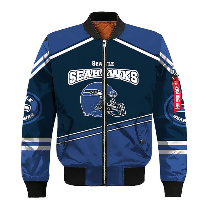 Seattle Seahawks Blue Unisex Bomber Jacket For Women Men