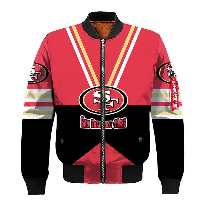San Francisco 49Ers Red Black Bomber Jacket For Women Men