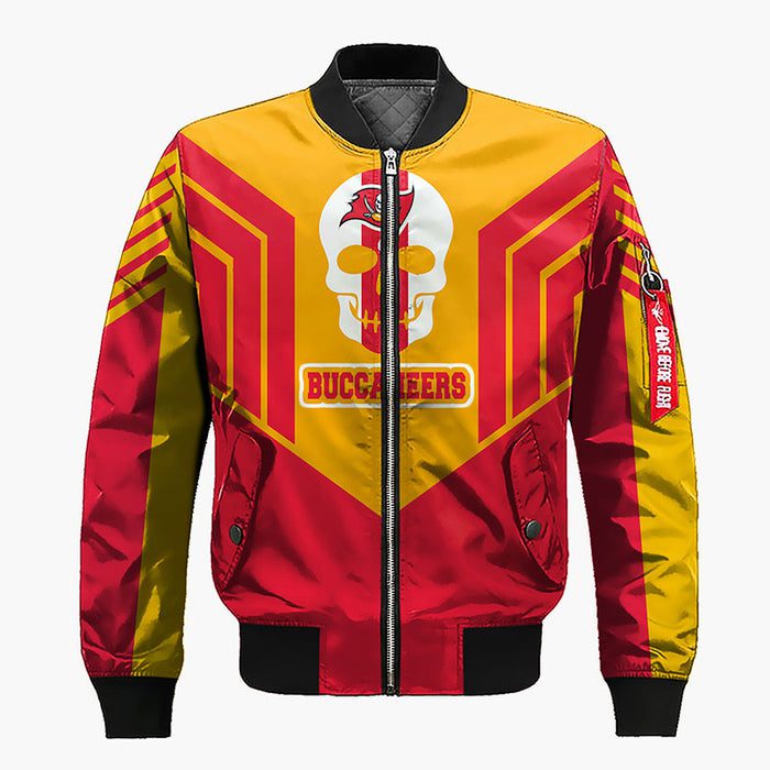 Tampa Bay Buccaneers Skull Red Yellow Bomber Jacket For Women Men