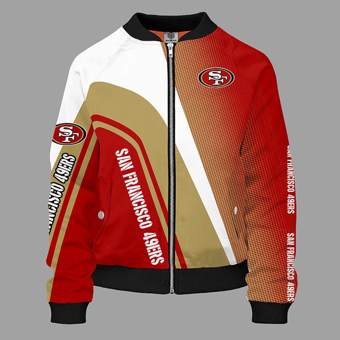 San Francisco 49Ers Red Zipper Bomber Jacket For Women Men