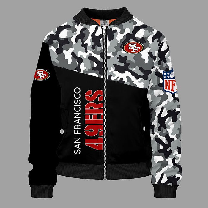 San Francisco 49Ers Camouflage Red Bomber Jacket For Women Men