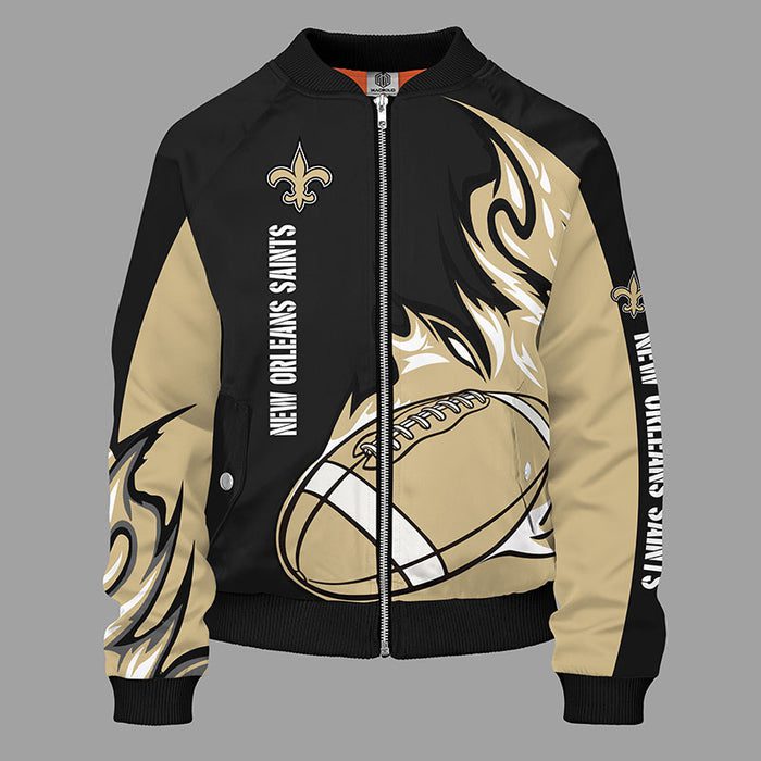 New Orleans Saints Black Bomber Jacket For Women Men