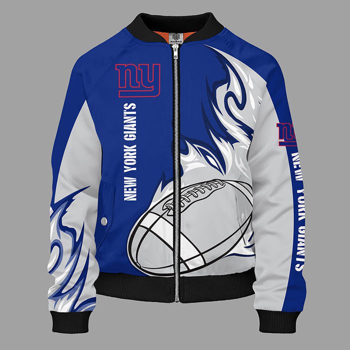 New York Giants Blue Bomber Jacket For Women Men