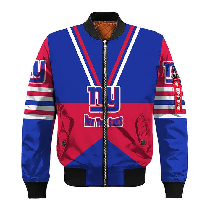 New York Giants Blue Red Bomber Jacket For Women Men