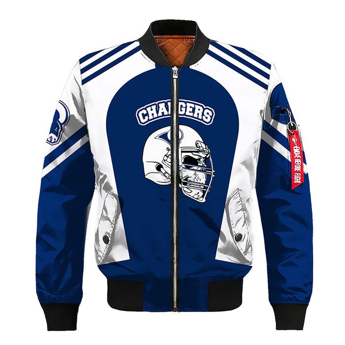 Los Angeles Rams Skull Blue Silver Zipper Bomber Jacket For Women Men