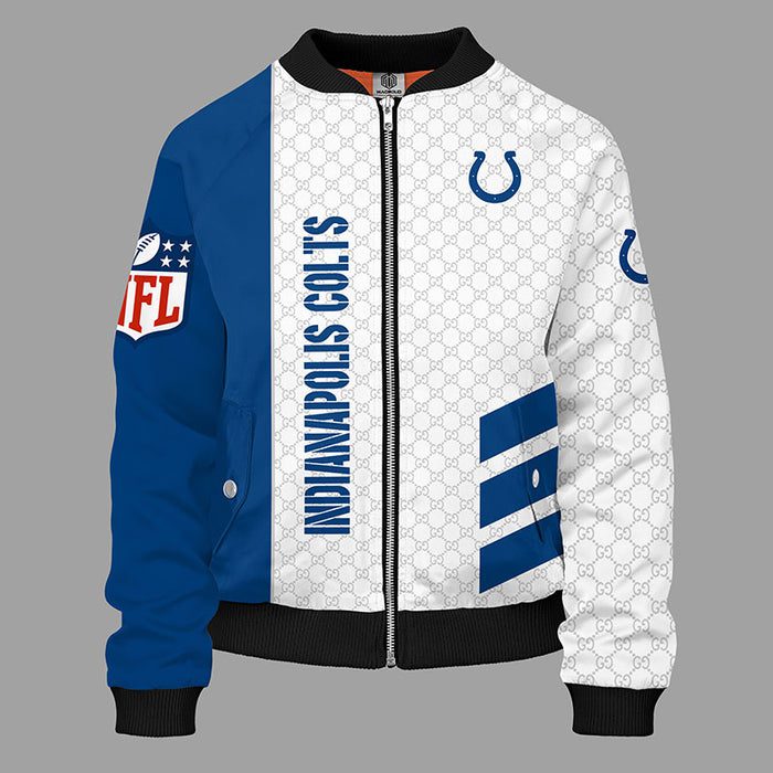Indianapolis Colts Blue Unisex Bomber Jacket Gucci Luxury Jacket For Women Men