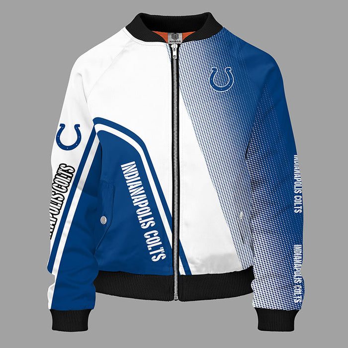 Indianapolis Colts Blue Unisex Bomber Jacket For Women Men