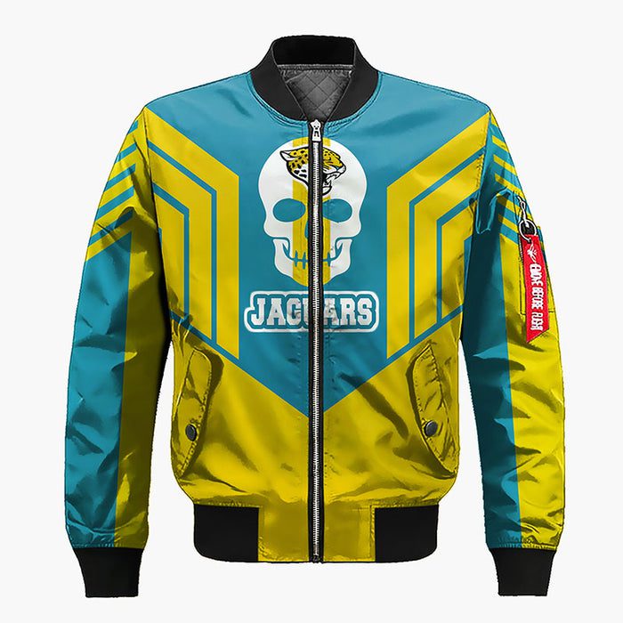 Jacksonville Jaguars Skull Yellow Blue Bomber Jacket For Women Men