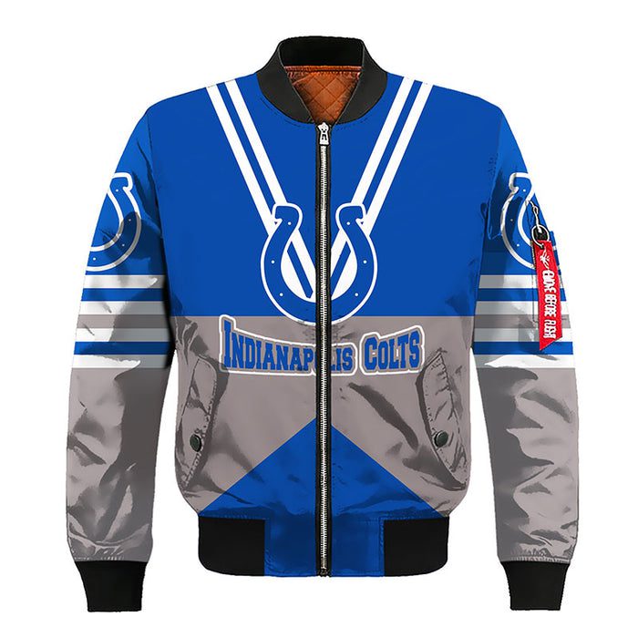 Indianapolis Colts Blue Silver Unisex Bomber Jacket For Women Men