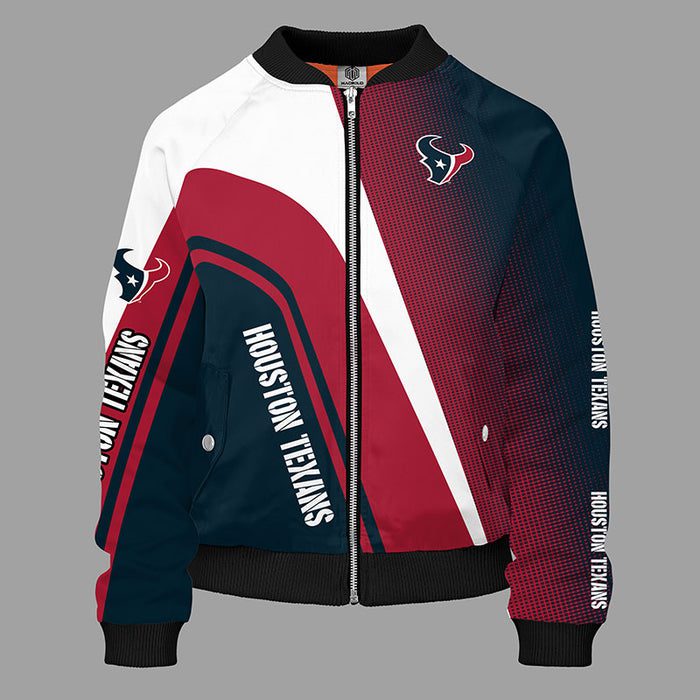 Houston Texans Red Unisex Bomber Jacket G Fanatics For Women Men