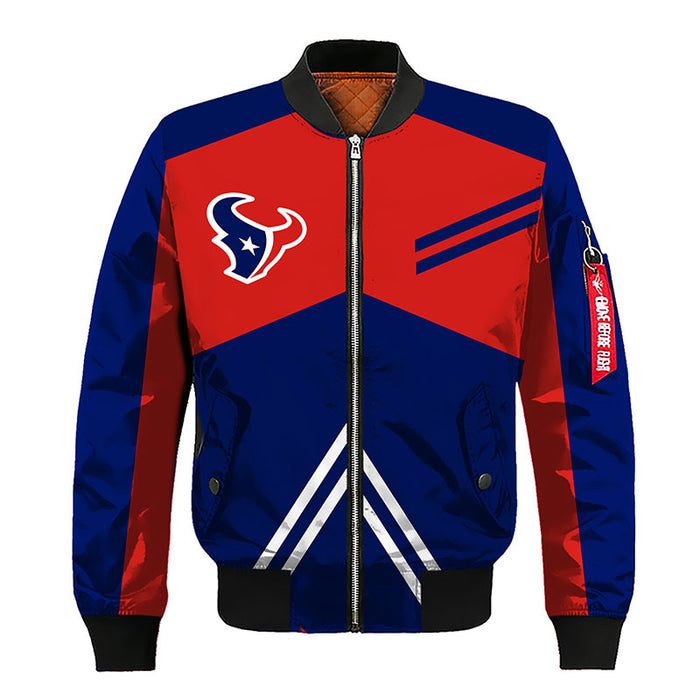 Houston Texans Red Blue Unisex Zipper Bomber Jacket G Fanatics For Women Men
