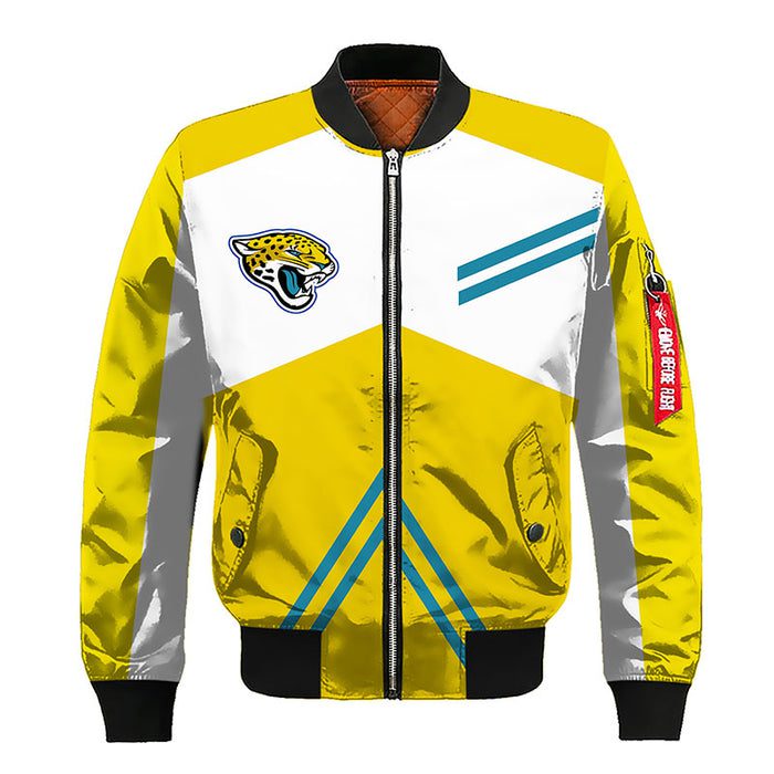 Jacksonville Jaguars Yellow Zipper Bomber Jacket For Women Men
