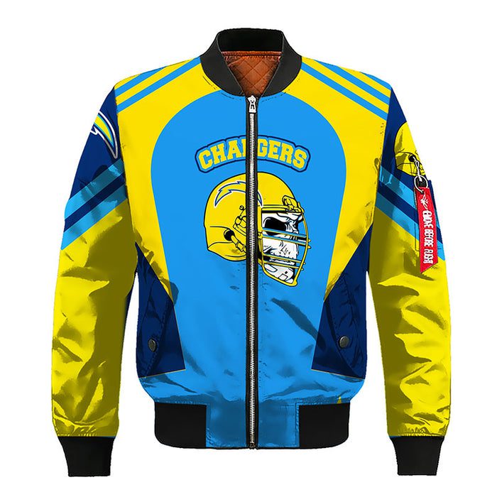 Los Angeles Chargers Skull Blue Yellow Bomber Jacket For Women Men