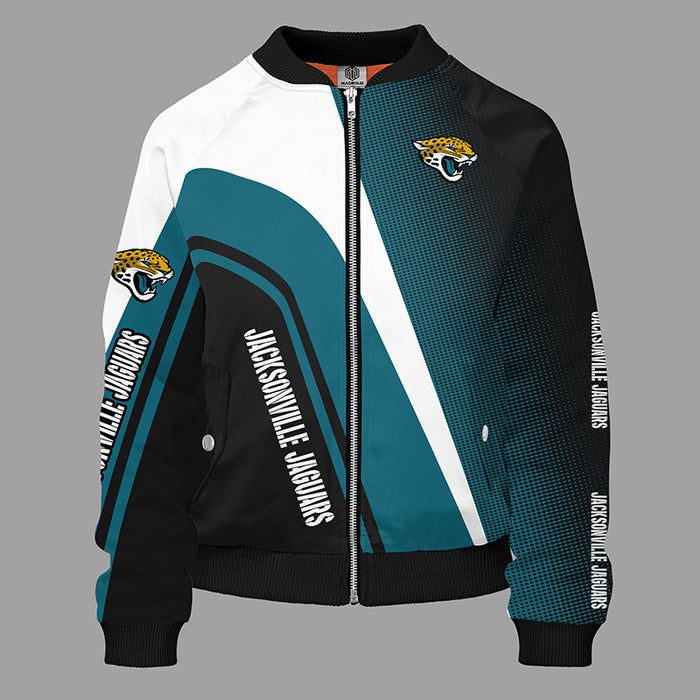 Jacksonville Jaguars Green Zipper Bomber Jacket For Women Men