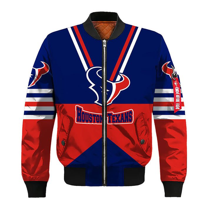 Houston Texans Red Blue Unisex Bomber Jacket G Fanatics For Women Men