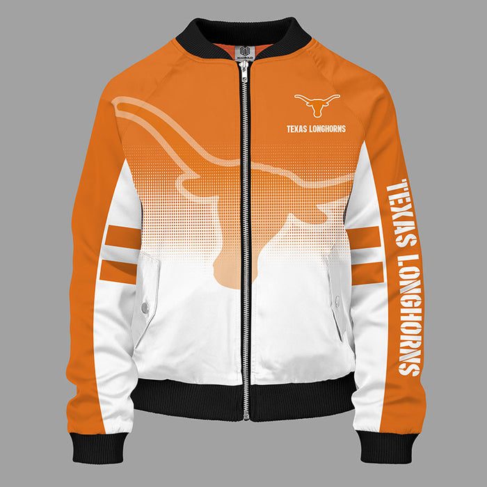 Texas Longhorns Orange Bomber Jacket For Women Men