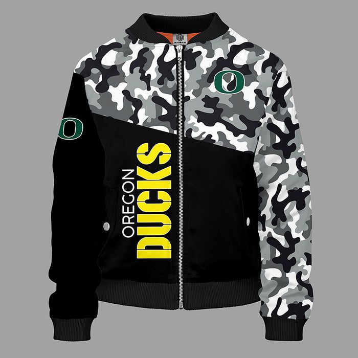 Oregon Ducks Camouflage Green Bomber Jacket For Women Men