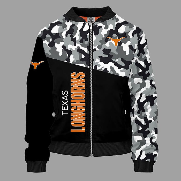 Texas Longhorns Camouflage Orange Bomber Jacket For Women Men