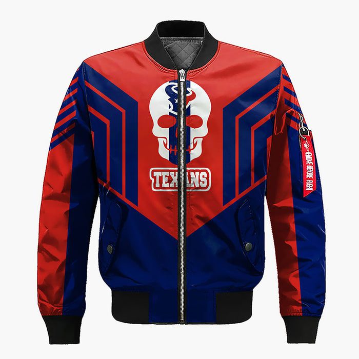 Houston Texans Skull Blue Red Unisex Bomber Jacket G Fanatics For Women Men
